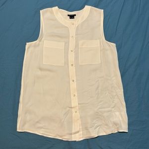 Theory Sleeveless White Blouse Size Medium - 100% Silk!